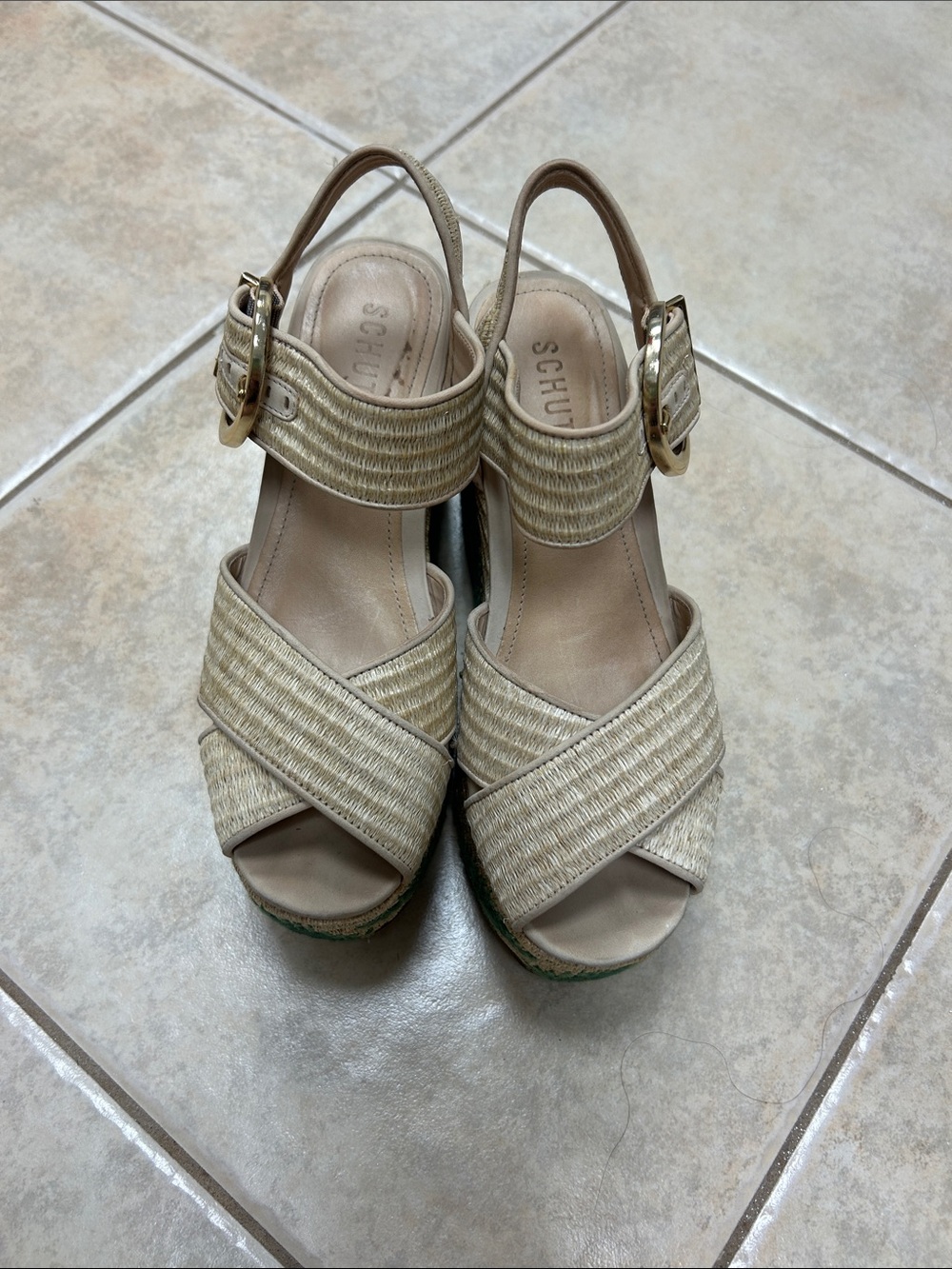 SCHUTZ Raffia Platform Wedges - Picture 2 of 4